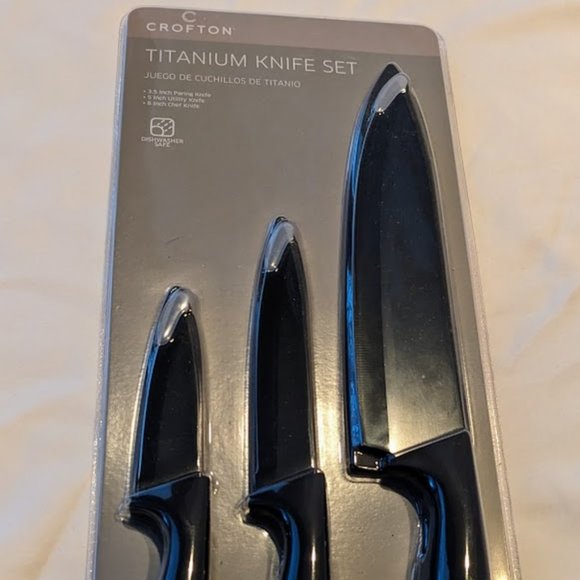 Crofton Dining Crofton Titanium Knife Set Black 3 Sizes Included